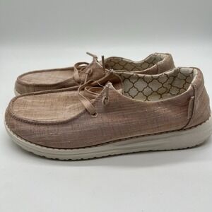Hey Dude Shoes Women's Size 7 Wendy‎ Metallic Sparkle Rose Gold Slip On Glitter